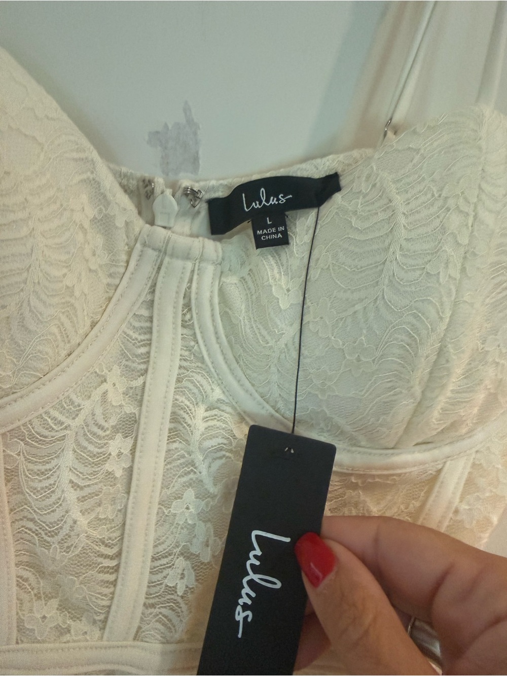 Lulu's Ivory Lace Bustier Mini Dress - Picture 2 of 3